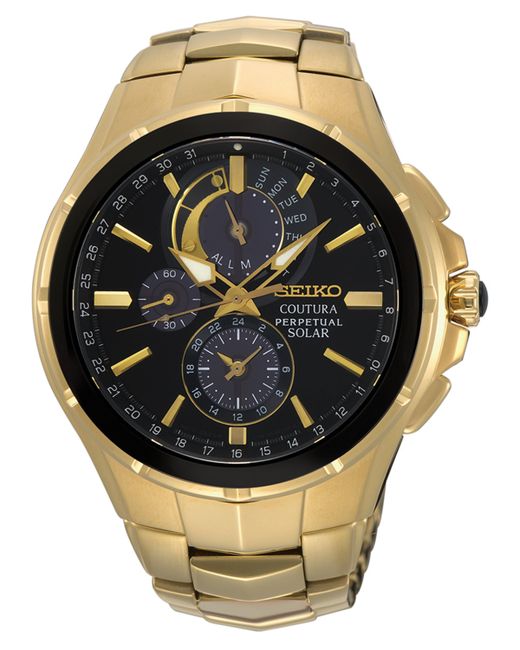 Seiko Solar Chronograph Coutura Gold-Tone Stainless Steel Bracelet Watch 44mm
