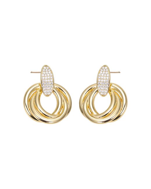 By Adina Eden Pave Dangling Twisted Knot Stud Earring
