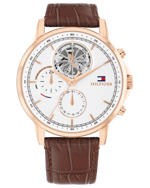 Tommy Hilfiger Multifunction Leather Watch 44mm