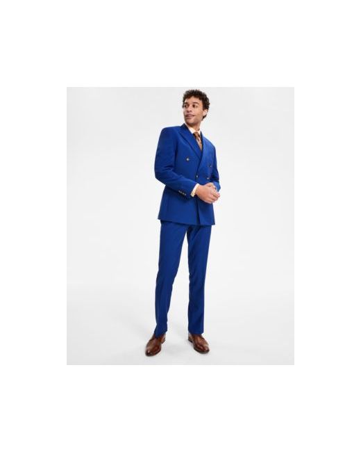 Tayion Collection Classic Fit Solid Vested Double Breasted Suit Separates