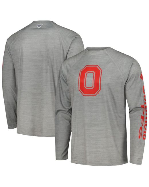 Columbia Ohio State Buckeyes Pfg Terminal Tackle Omni-Shade Raglan Long Sleeve T-shirt