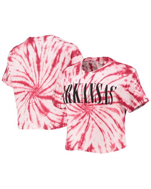 Pressbox Arkansas Razorbacks Showtime Tie-Dye Crop T-shirt