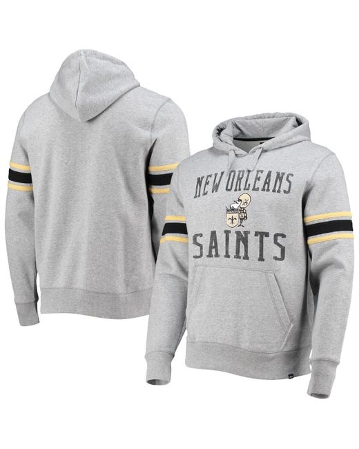 '47 Brand 47 Heather Gray New Orleans Saints Double Block Throwback Pullover Hoodie