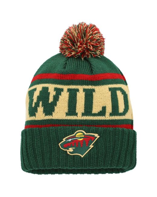 American Needle Gold Minnesota Wild Pillow Line Cuffed Knit Hat with Pom