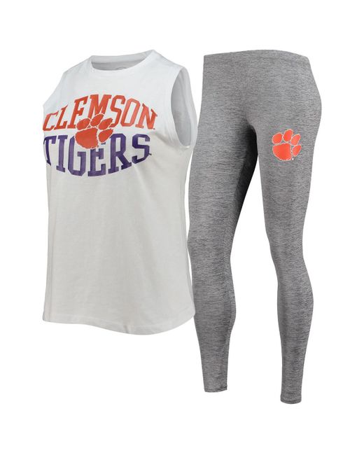 Concepts Sport and White Clemson Tigers Tank Top Leggings Sleep Set