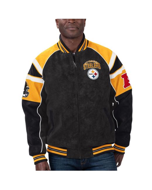 G-iii Sports By Carl Banks Pittsburgh Steelers Faux Suede Raglan Full-Zip Varsity Jacket