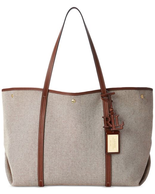 Lauren Ralph Lauren Emerie Canvas and Leather Extra Large Tote