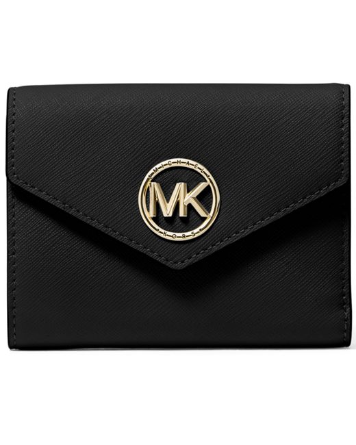 Michael Kors Michael Greenwich Leather Envelope Trifold Wallet Gold