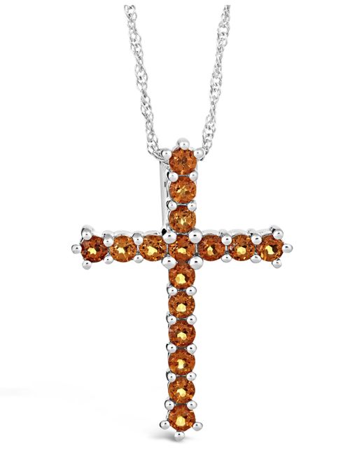 Macy's Gemstone Cross Pendant Necklace Sterling