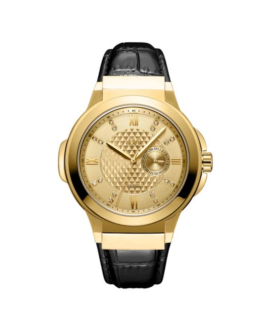 Jbw Saxon Diamond 1/6 ct. t.w. Watch 18k Gold-plated Stainless Steel 48mm