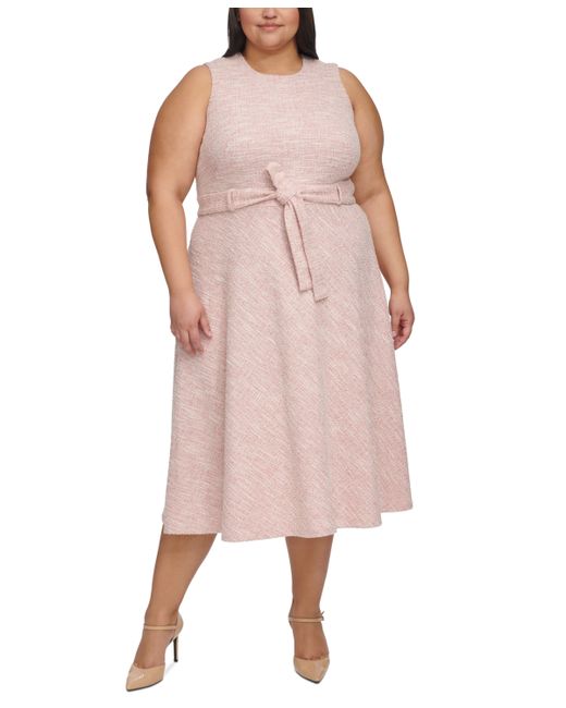 Calvin Klein Plus Sleeveless Tweed Midi Dress