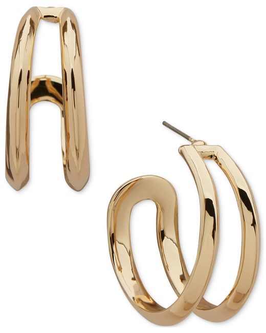 AK Anne Klein Tone Medium Double-Row C-Hoop Earrings 1.2