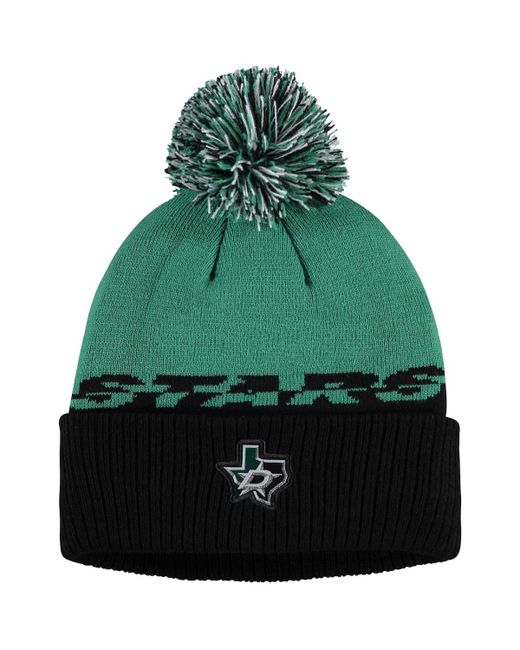 Adidas Black Dallas Stars Cold.Rdy Cuffed Knit Hat with Pom