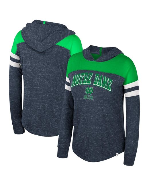 Colosseum Distressed Notre Fighting Irish Speckled Block Long Sleeve Hooded T-shirt