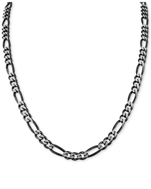 Esquire Men's Jewelry Figaro Link 22 Chain Necklace Ruthenium-Plated Sterling Silver Created for
