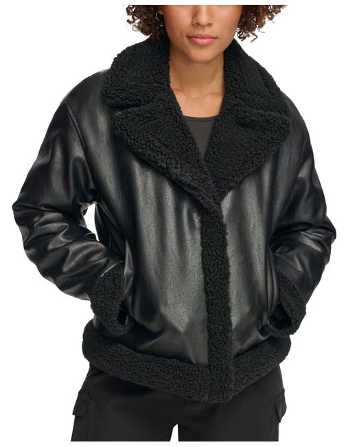 Levi's Faux-Fur-Trimmed Faux-Leather Moto Jacket