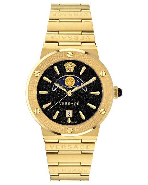 Versace Swiss Greca Logo Gold Ion Plated Stainless Steel Bracelet Watch 38mm