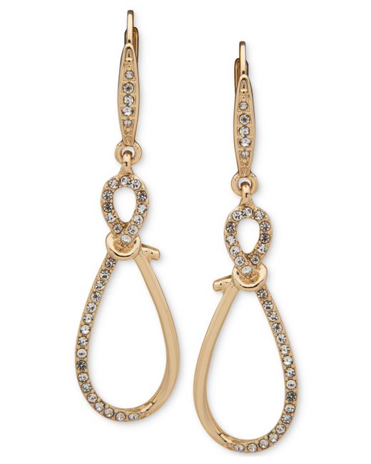 AK Anne Klein Gold-Tone Pave Knotted Drop Earrings