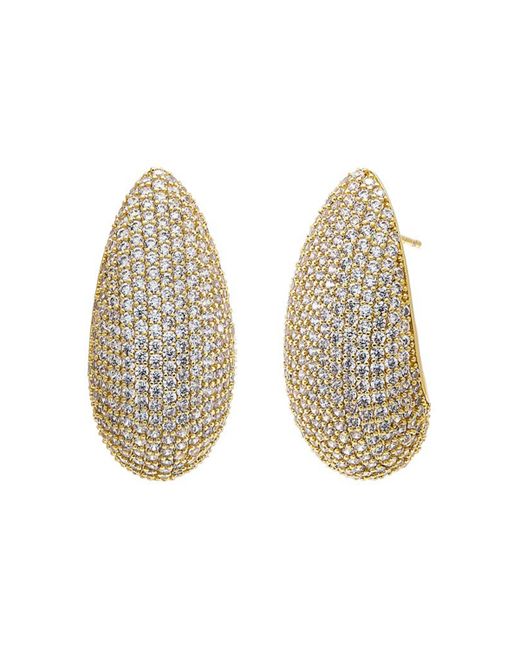 By Adina Eden Pave Puffy Oval on the Ear Stud Earring