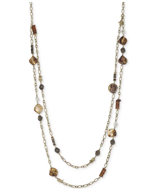 Style & Co Gold-Tone Beaded Long Layered Necklace 46-1/2 3 extender Created for