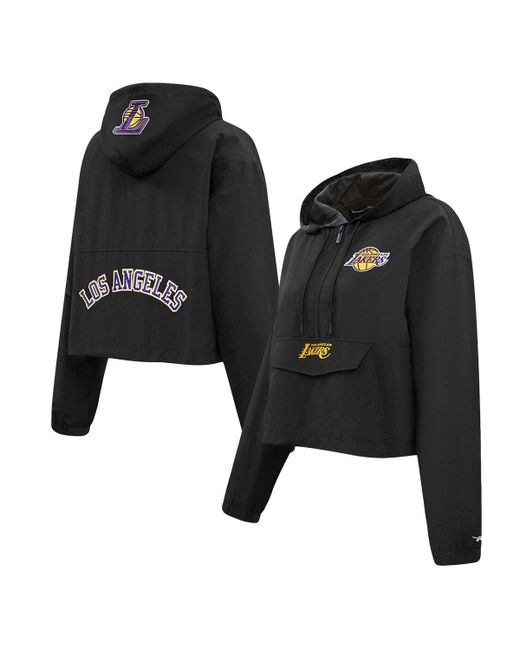 Pro Standard Los Angeles Lakers Classic Wind Woven Cropped Half-Zip Jacket