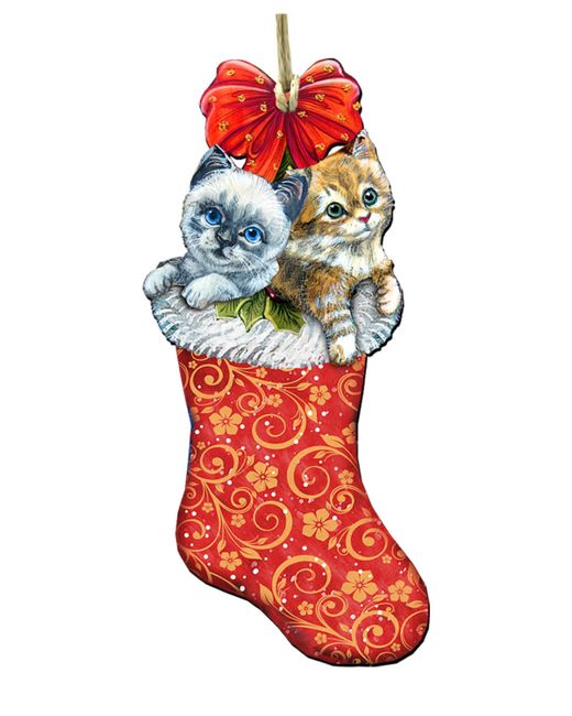 Designocracy Kitty Cats Christmas Stocking Decor