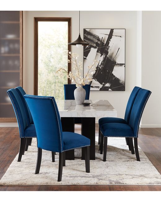 Macy's Camila Rectangle Dining Table and Velvet Chair 7-Piece Set Created for
