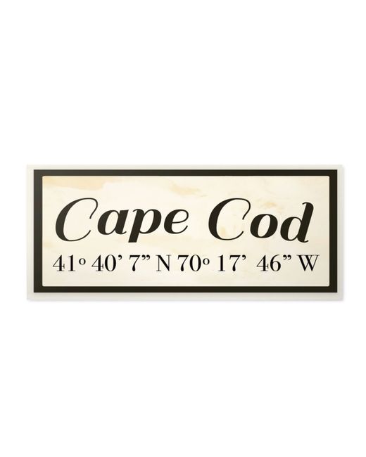 Stupell Industries Wood Cursive City Coordinates Cape Cod Wall Plaque Art 7 x 17