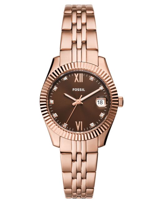 Fossil Scarlette Three-Hand Date Rose Gold-Tone Stainless Steel Watch 32mm