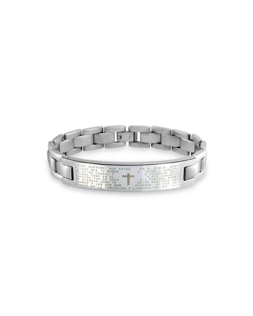 Bling Jewelry Our Lords Prayer Cross El Padre Maestro Link Wrist Id Bracelet for Stainless Steel