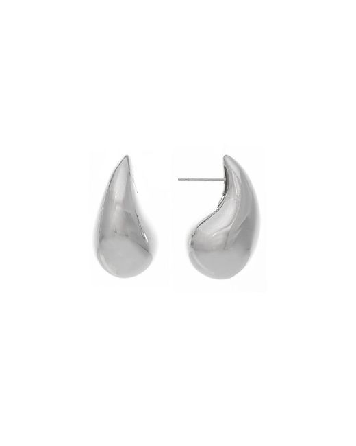 Rivka Friedman Polished Rhodium Teardrop Stud Earrings