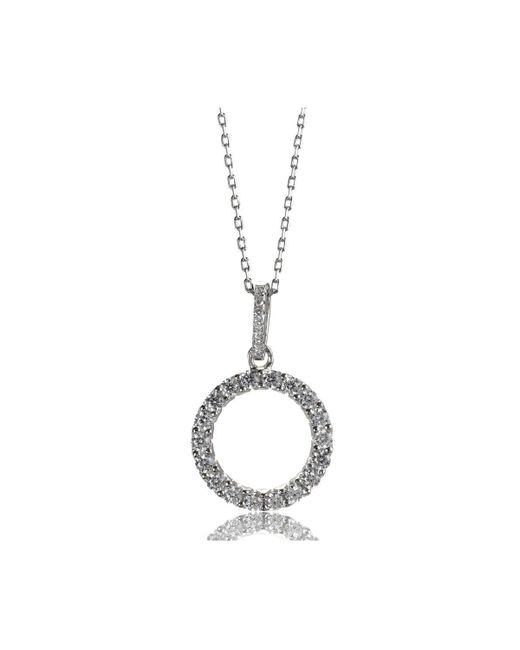 Suzy Levian New York Suzy Levian Sterling Silver Cubic Zirconia Mini Open Circle Pendant Necklace