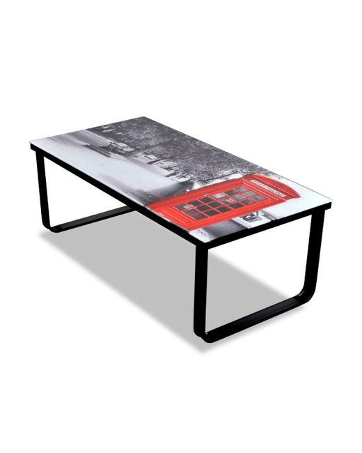 Vidaxl Coffee Table with Telephone Booth Printing Top
