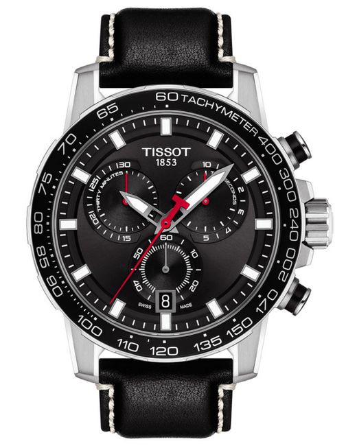 Tissot Swiss Chronograph Supersport T-Sport Leather Strap Watch 46mm