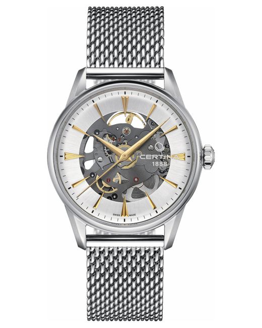 Certina Swiss Automatic Ds-1 Skeleton Stainless Steel Mesh Bracelet Watch 40mm