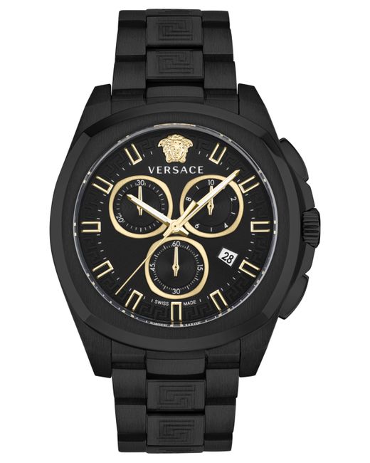Versace Swiss Chronograph Geo Ion-Plated Stainless Steel Bracelet Watch 43mm
