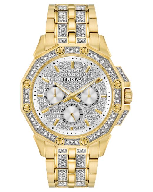 Bulova Crystal Accented Gold-Tone Stainless Steel Bracelet Watch 43mm