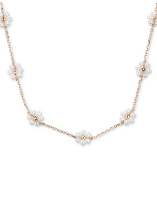 Lucky Brand Tone Imitation Pearl Daisy Station Necklace 16 3 extender