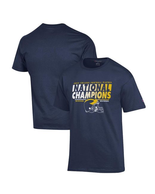 Champion Michigan Wolverines College Football Playoff 2023 National Champions Helmet T-shirt