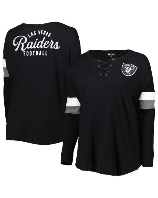 New Era Las Vegas Raiders Plus Athletic Varsity Lace-Up V-Neck Long Sleeve T-shirt
