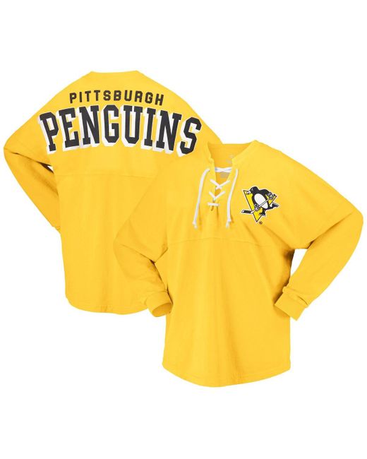 Fanatics Pittsburgh Penguins Spirit Lace-Up V-Neck Long Sleeve Jersey T-shirt