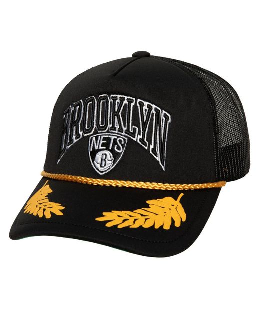 Mitchell & Ness Brooklyn Nets Hardwood Classics Gold Leaf Mesh Trucker Snapback Hat