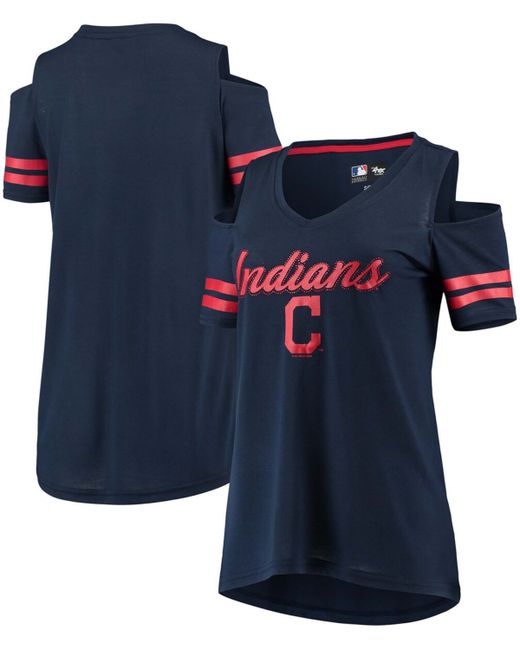 G-iii 4her By Carl Banks Cleveland Indians Extra Inning Cold Shoulder T-shirt