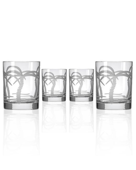 Rolf Glass Palm Tree Double Old Fashioned 14Oz Set Of 4 Glasses