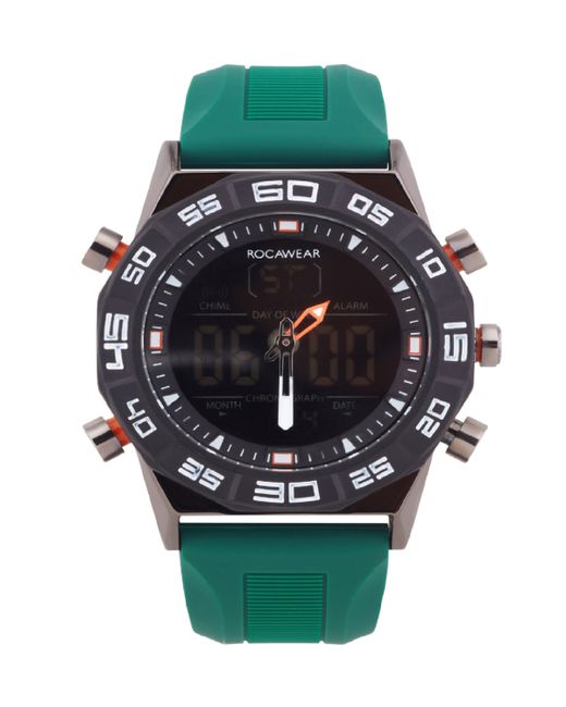 RocaWear Analog-Digital Green Silicone Strap Watch
