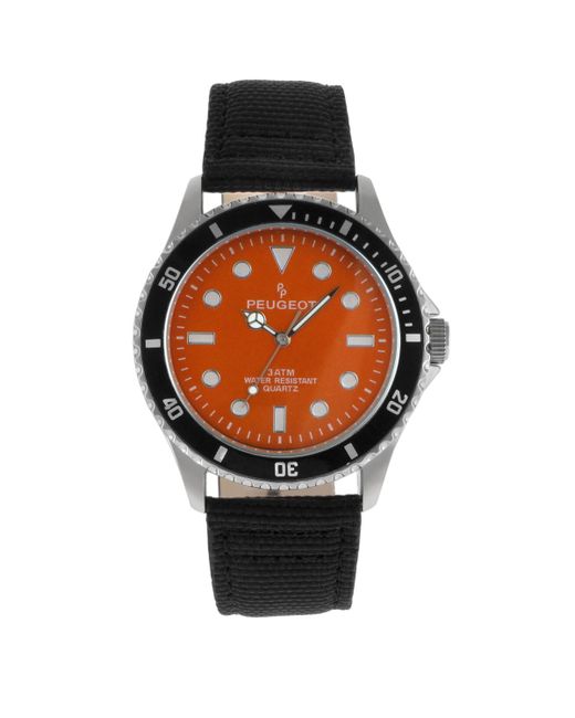 Peugeot 42mm Sport Bezel Watch with Orange Dial and Strap