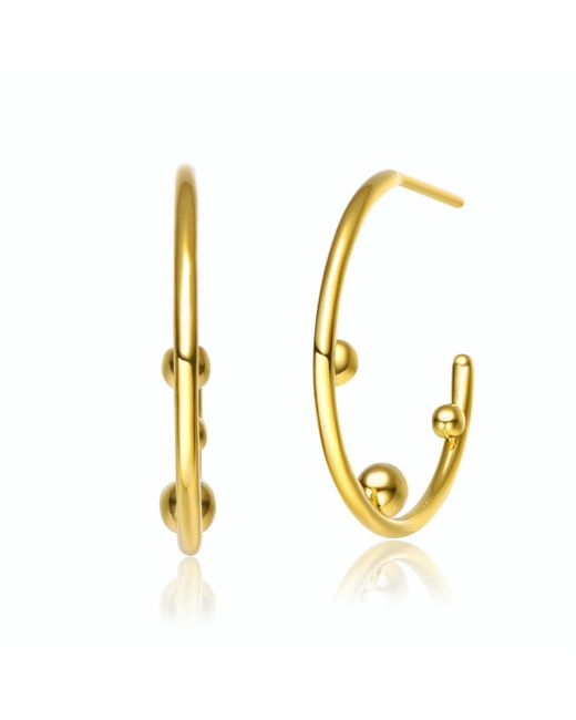 Rachel Glauber 14K Plated Beaded Open Hoop Earrings