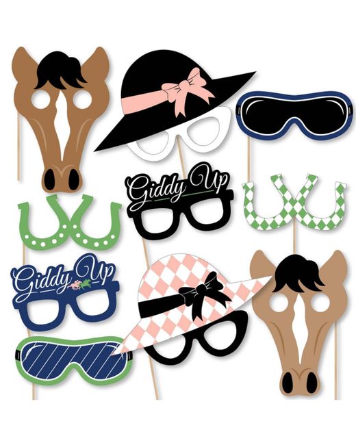 Big Dot Of Happiness Kentucky Horse Derby Glasses/Masks/Headpieces Paper Photo Booth Props Kit 10 Ct