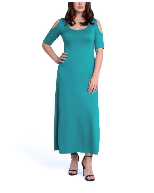 24seven Comfort Apparel Cut Out Shoulder A-Line Floor Length Dress