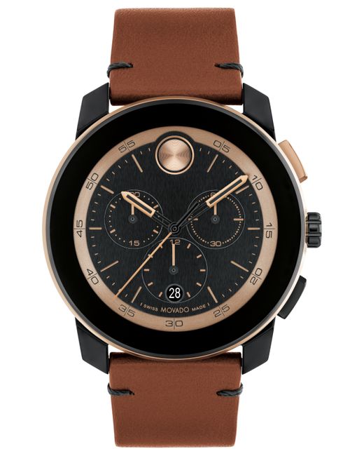 Movado Bold TR90 Swiss Quartz Chronograph Leather Watch 44mm